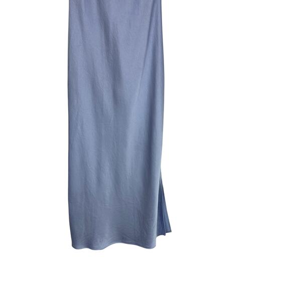 Express Blue Cowl Neck Satin Midi A-Line Dress - Picture 5 of 10